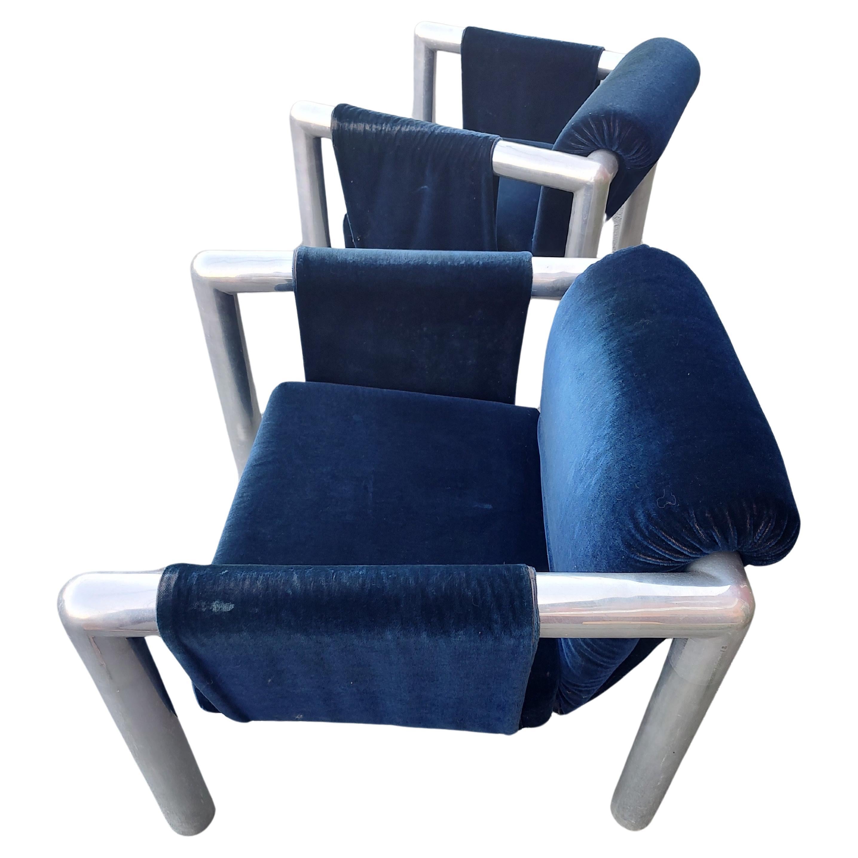 Cast Pair of Mid-Century Modern Tubular Sling Chairs by John Mascheroni model 424 For Sale