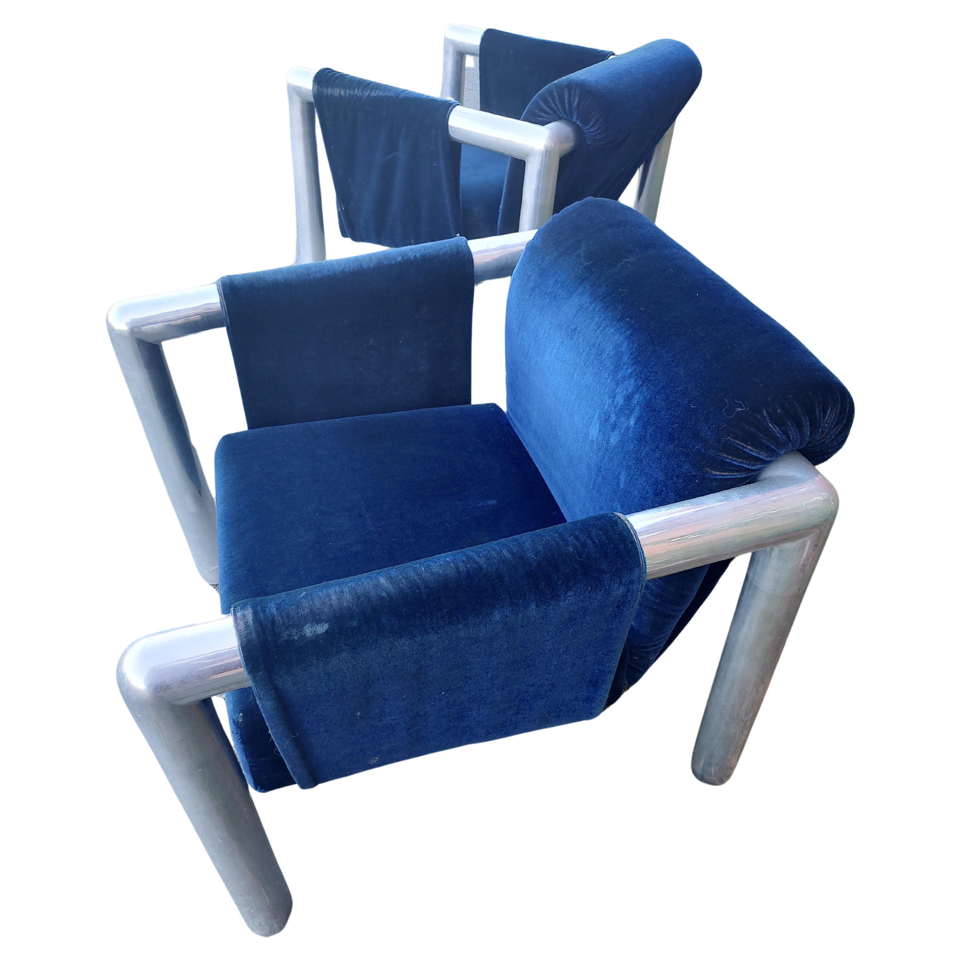 American Pair of Mid-Century Modern Tubular Sling Chairs by John Mascheroni model 424 For Sale