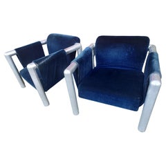 Pair of Mid-Century Modern Tubular Sling Chairs by John Mascheroni model 424