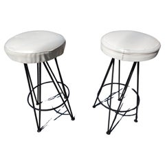 Vintage Mid-Century Modern Sculptural Iron Bar Stools 4 Available