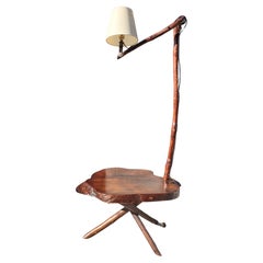 Retro Adirondack Bent Twig Floor Lamp with Tri Leg Table Base