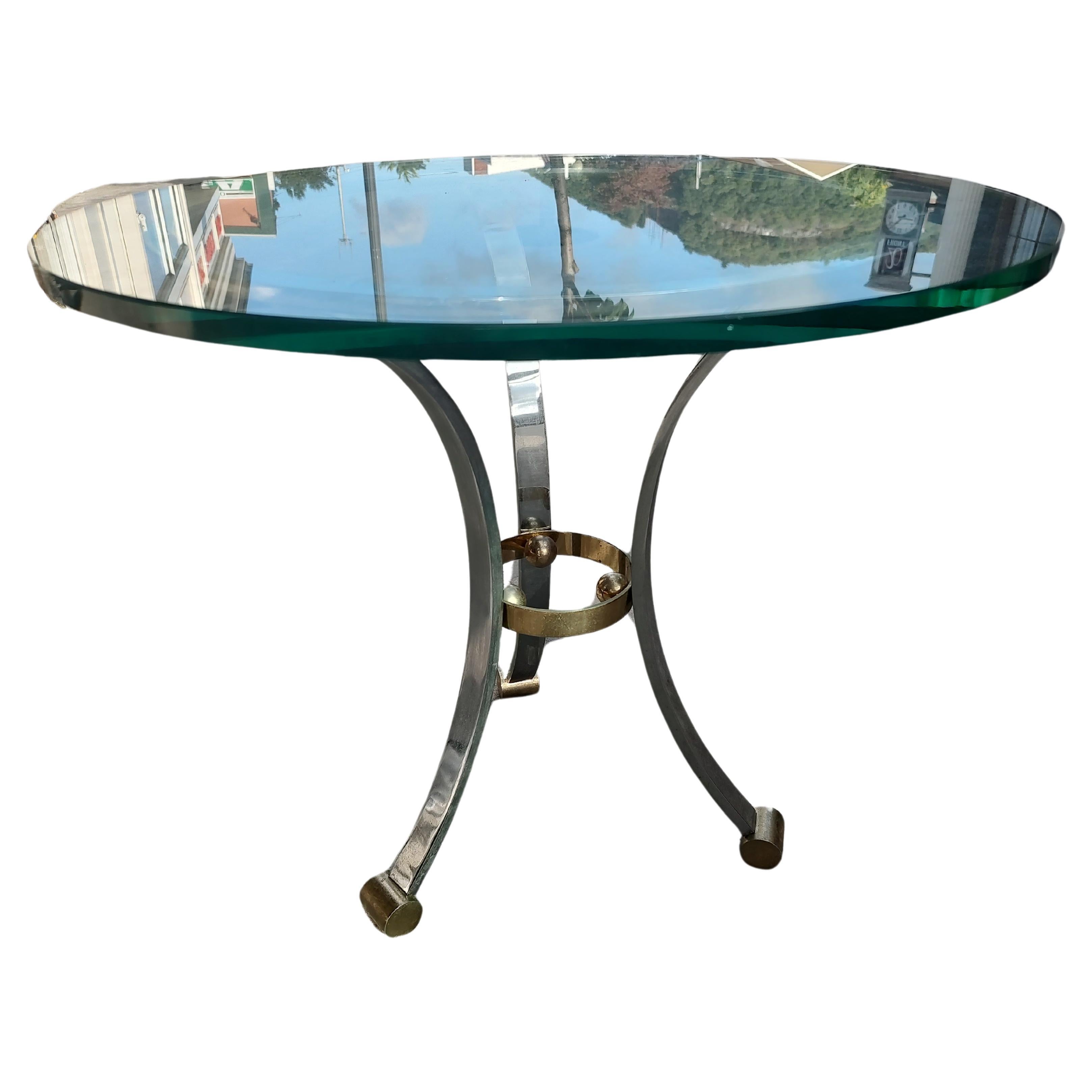 Mid-Century Modern Glass Top Side End Table Attributed to Maison Jansen In Good Condition For Sale In Port Jervis, NY