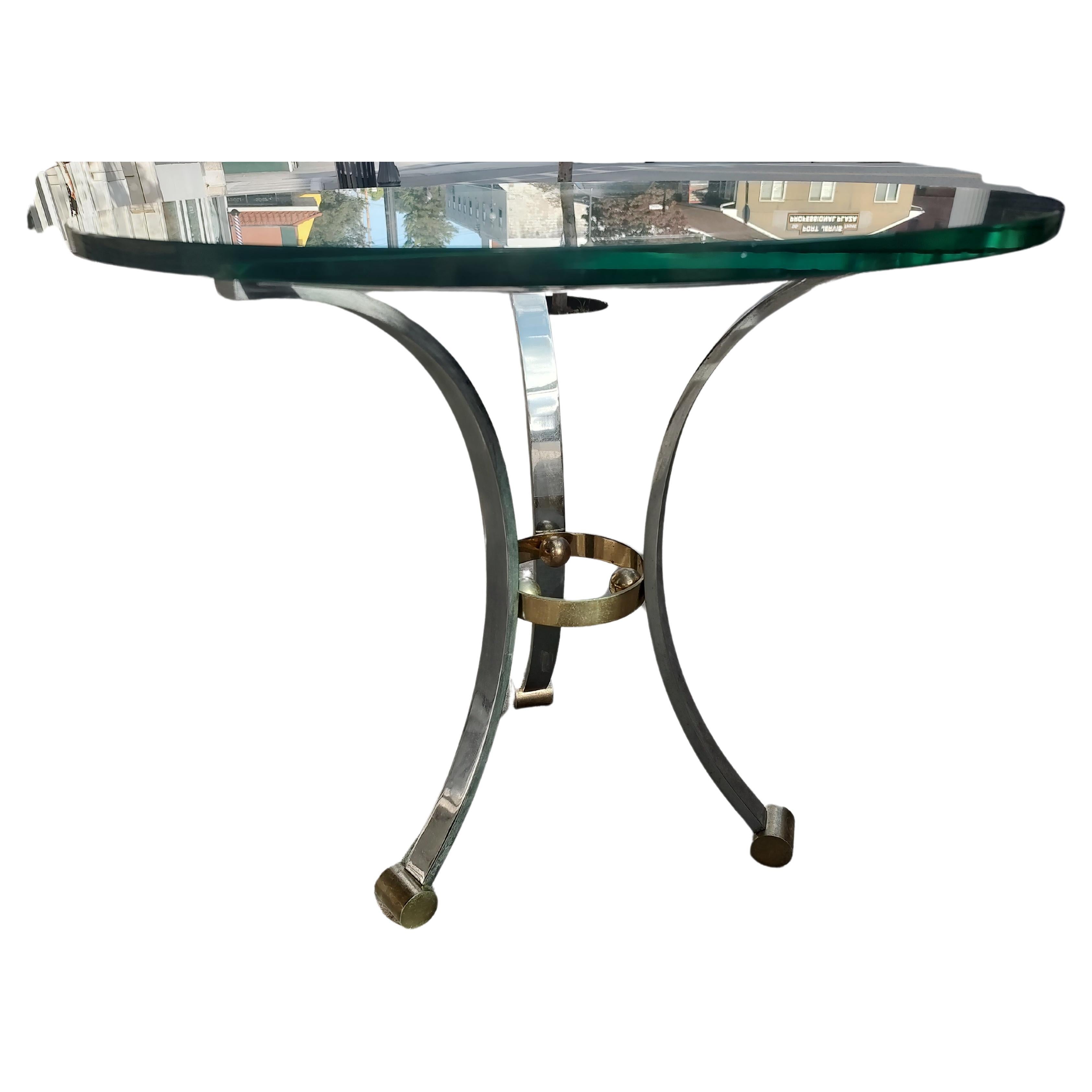 Spanish Mid-Century Modern Glass Top Side End Table Attributed to Maison Jansen For Sale