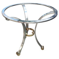 Vintage Mid-Century Modern Glass Top Side End Table Attributed to Maison Jansen