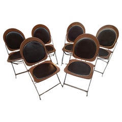 Ensemble de six chaises pliantes sculpturales uniques de style mi-siècle moderne