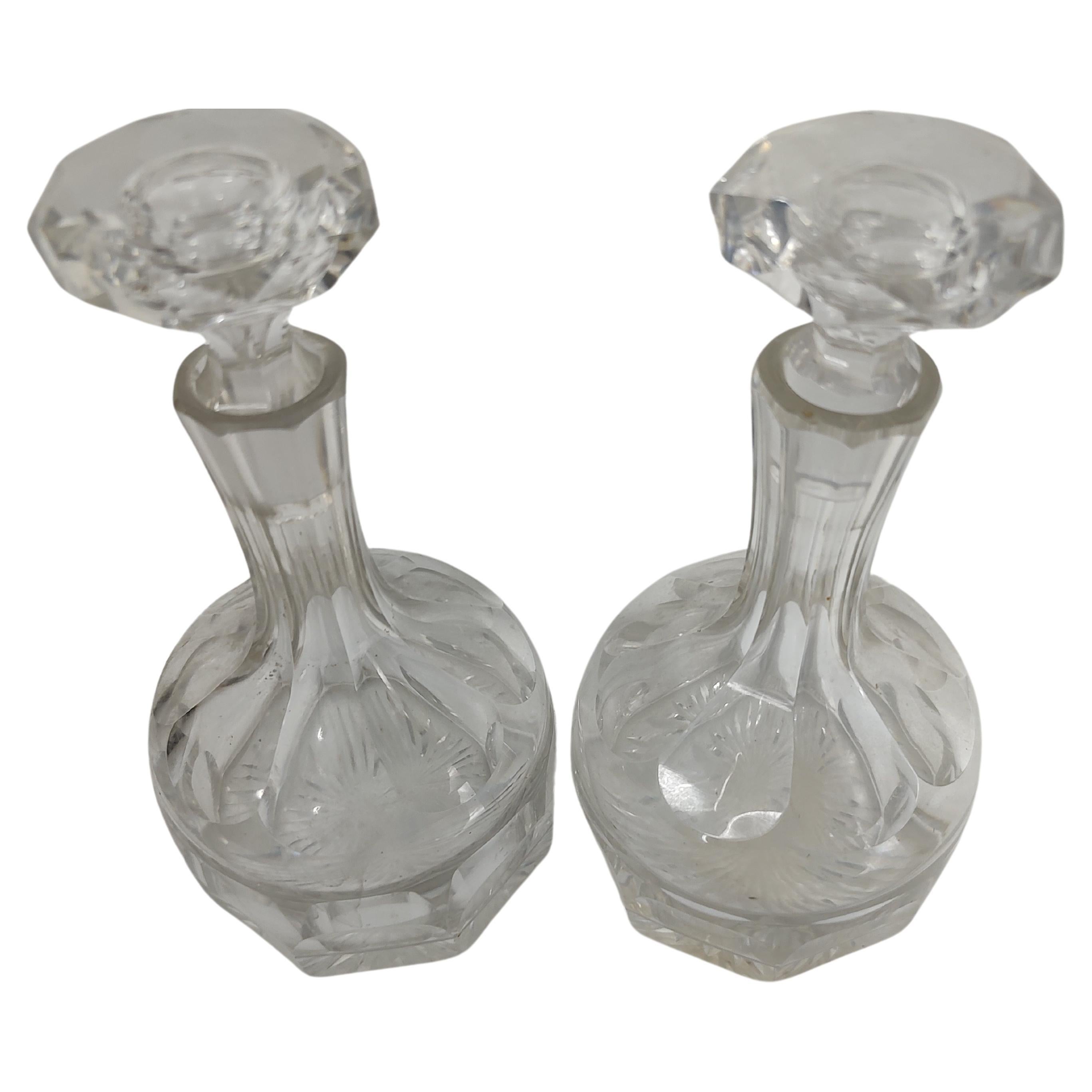 Pair of Petite Cut Glass Crystal Decanters, C1930