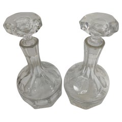 Used Pair of Petite Cut Glass Crystal Decanters, C1930