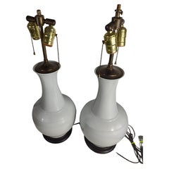Pair of Classical Japanese White Porcelain Vase Table Lamps