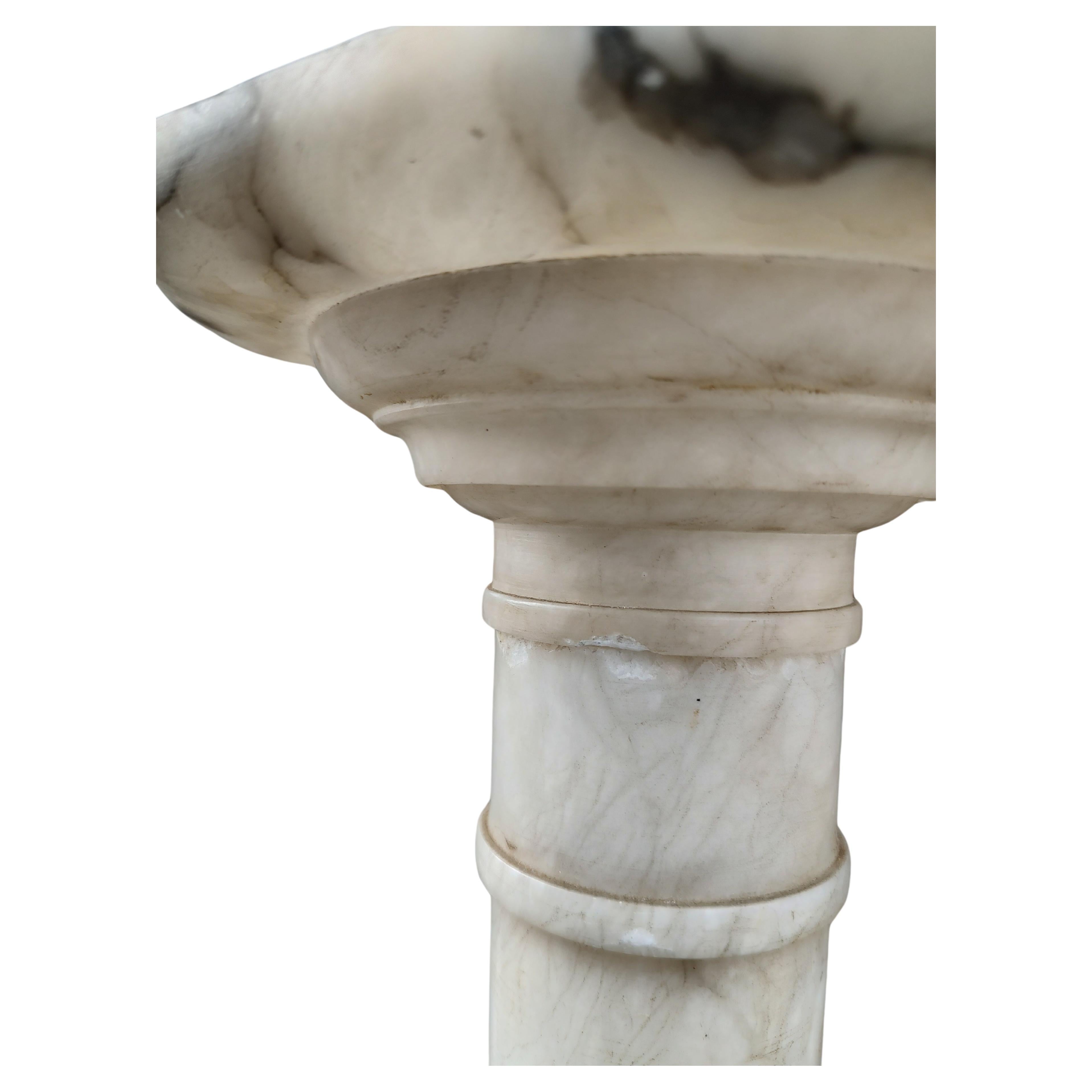 Neoclassical Revival Early 20thc Carrara Marble Pedestal Italy For Sale