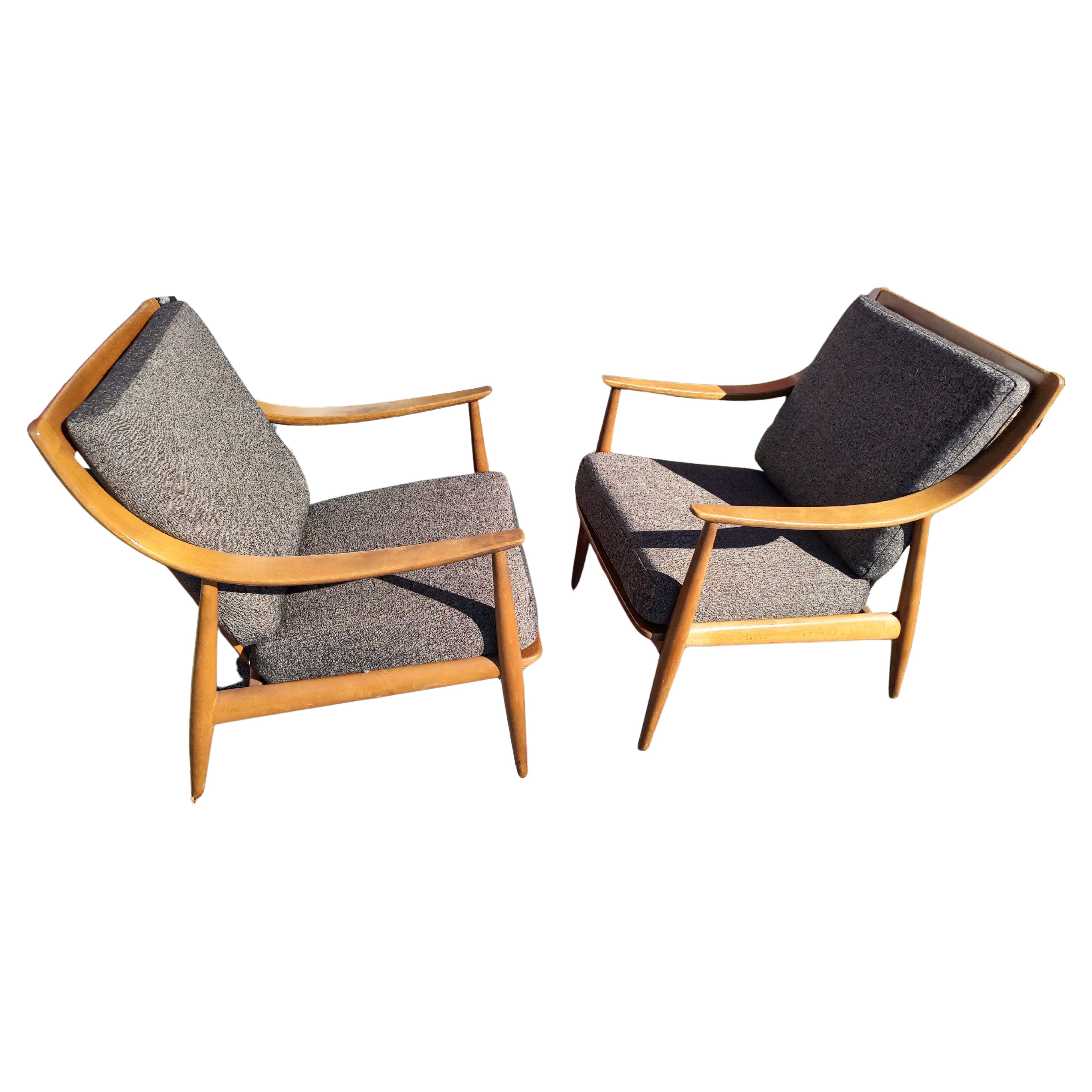 Pair of Mid-Century Modern Lounge Chairs by Peter Hvidt & Olga Molgaard Neilson  For Sale