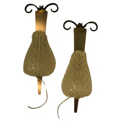 Mid Century Murano Venetian Barovier Wall Sconces Pair