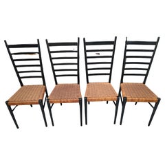 Mid-Century Modern  Ebonized Dining Chairs 6 total 2 Natural Style of Gio Ponti
