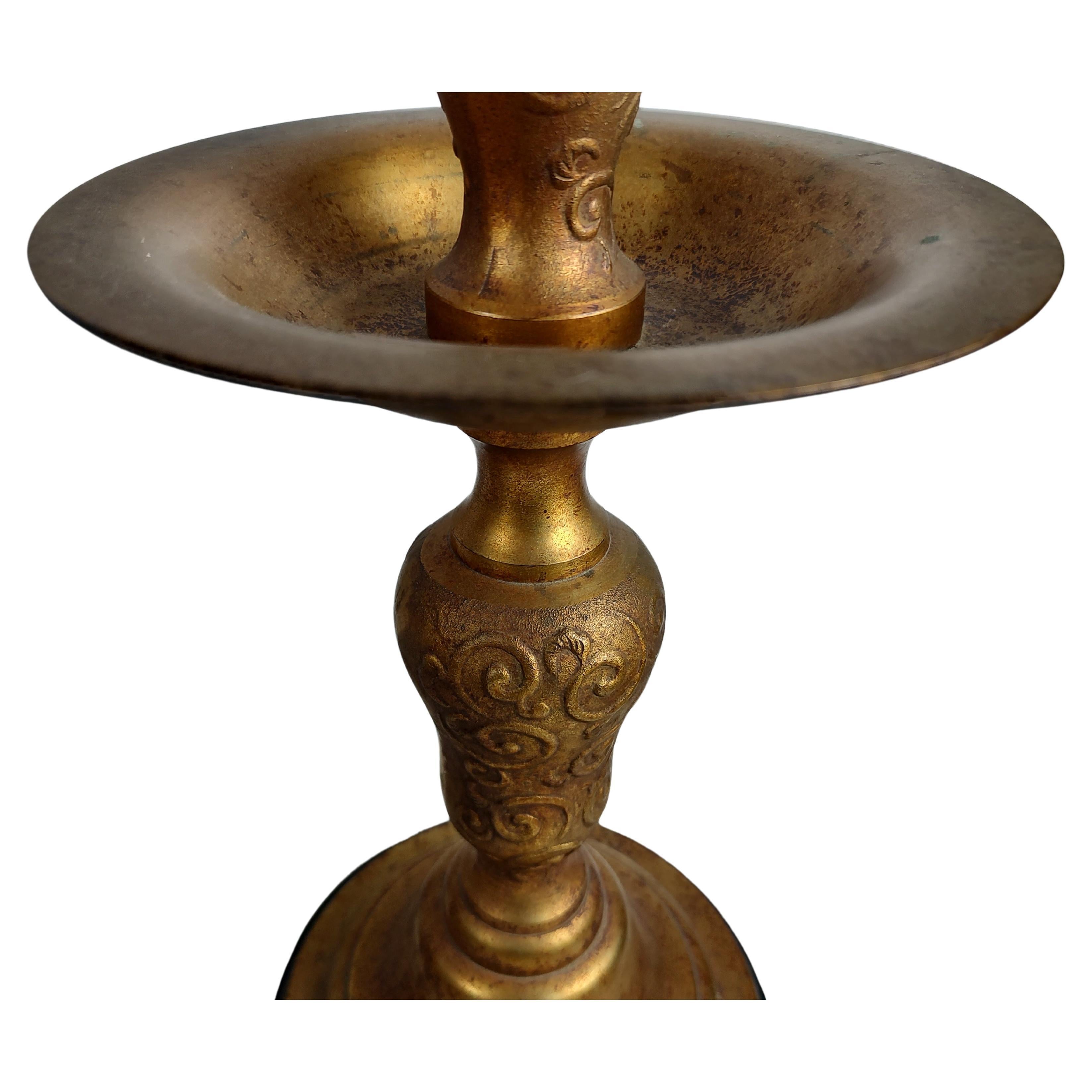 Mid-20th Century Mid Century Hollywood Regency Gilt Metal Pricket Style Table Lamps  For Sale