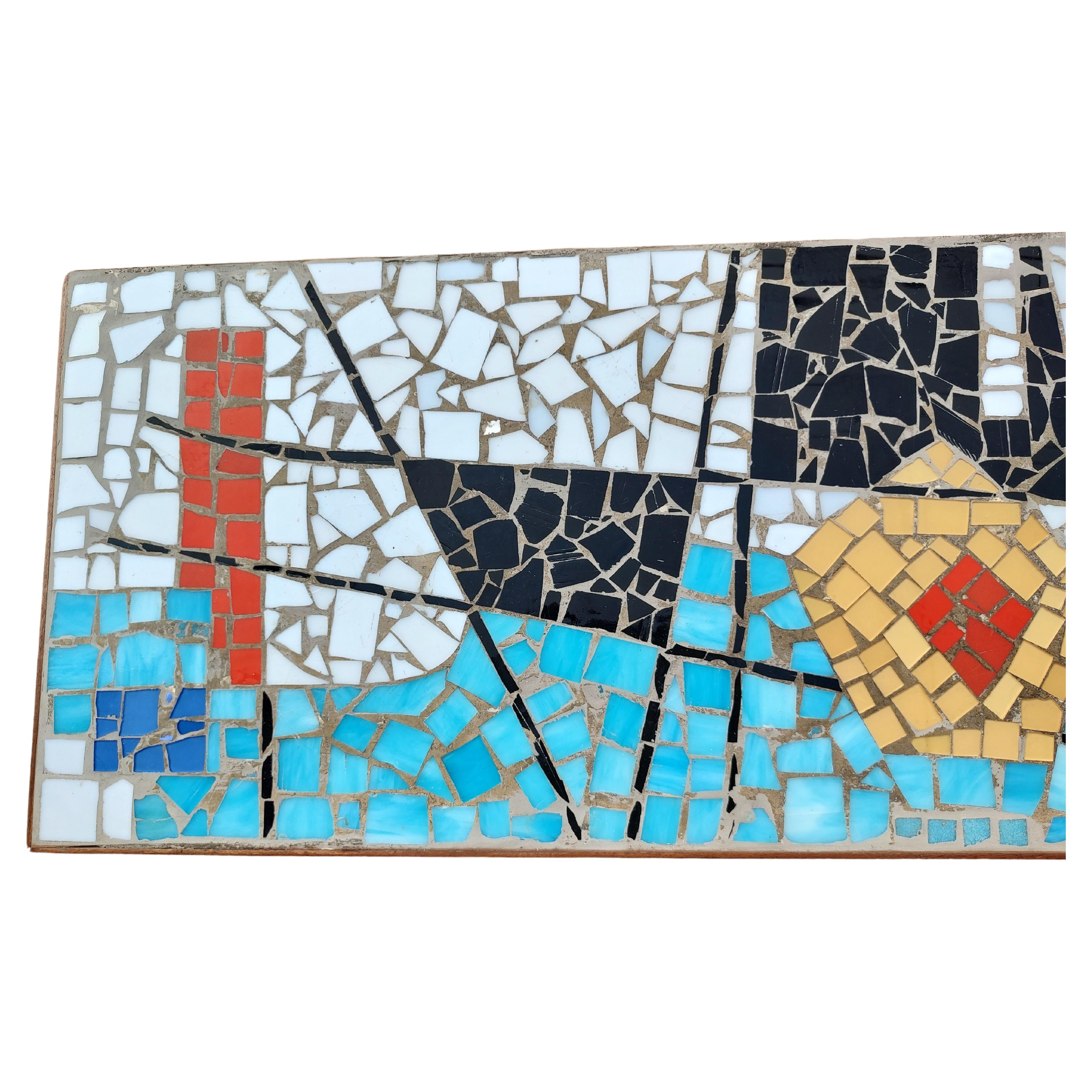 Mid-20th Century Mid-Century Modern Sculptural Abstract Mosaic Glass Tile Cocktail Table, C1955 For Sale