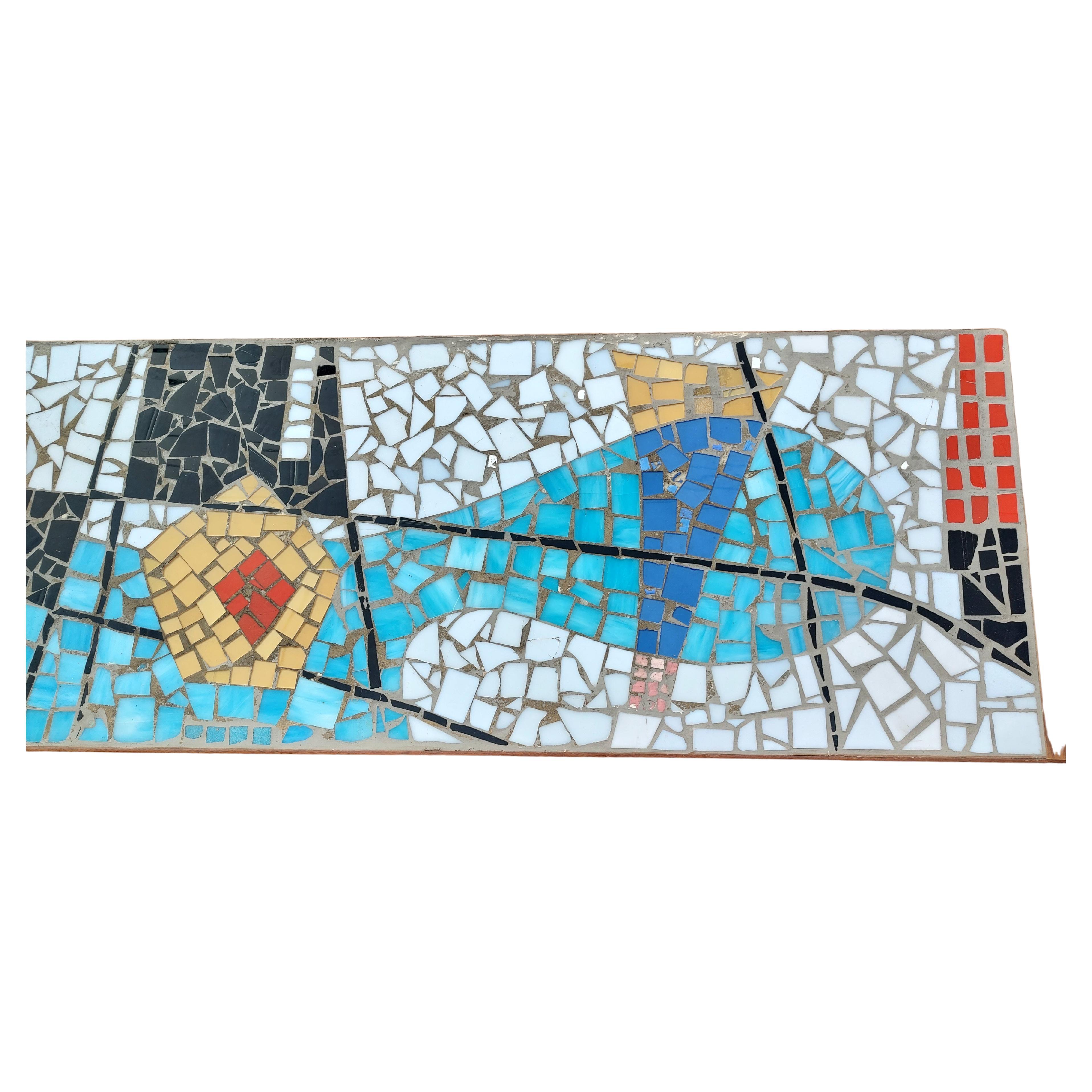 Hand-Crafted Mid-Century Modern Sculptural Abstract Mosaic Glass Tile Cocktail Table, C1955 For Sale