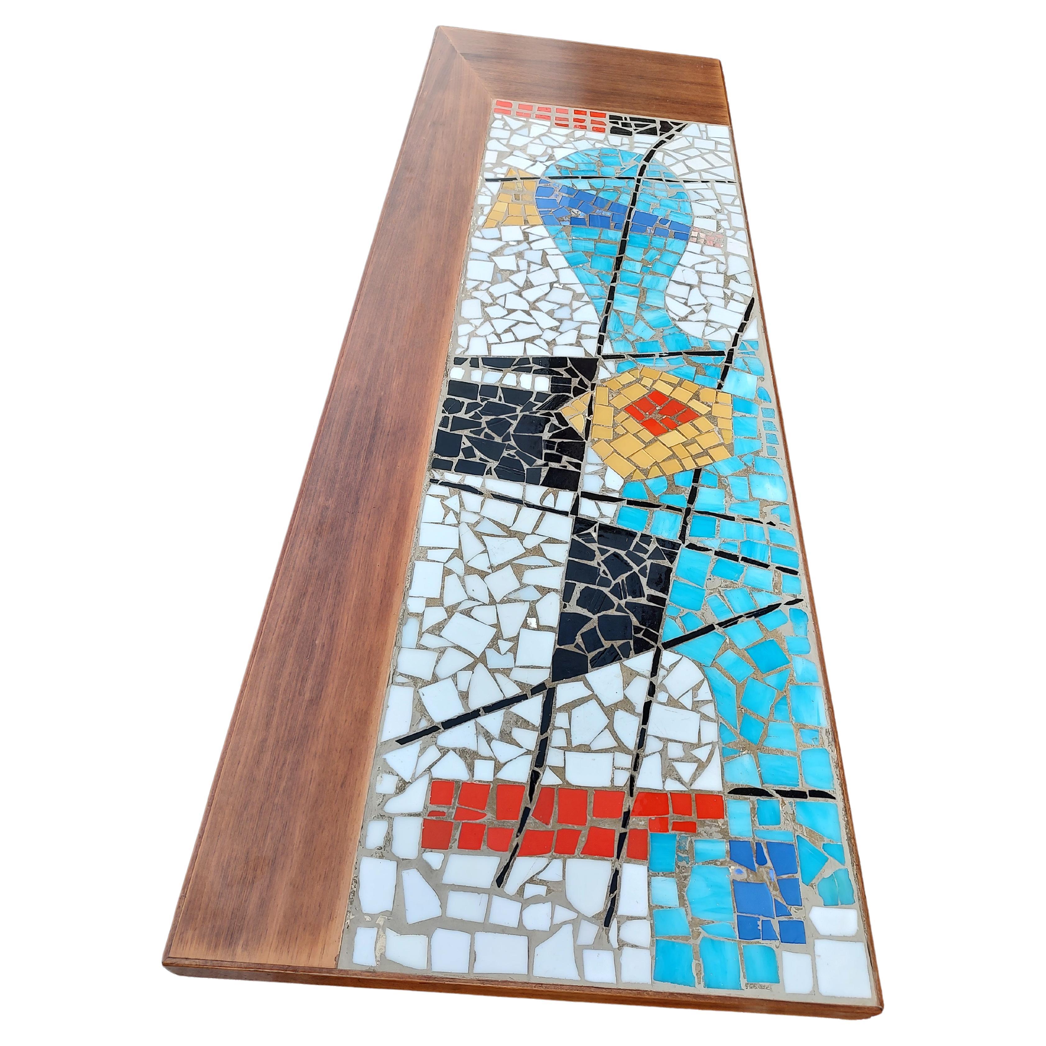 American Mid-Century Modern Sculptural Abstract Mosaic Glass Tile Cocktail Table, C1955 For Sale