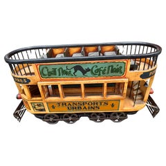 Folk Art Hand Painted Wood & Iron New Orleans Trolley Car