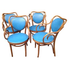 Retro Mid-Century Set of 4 Thonet Style Bentwood Dining Room Armchairs