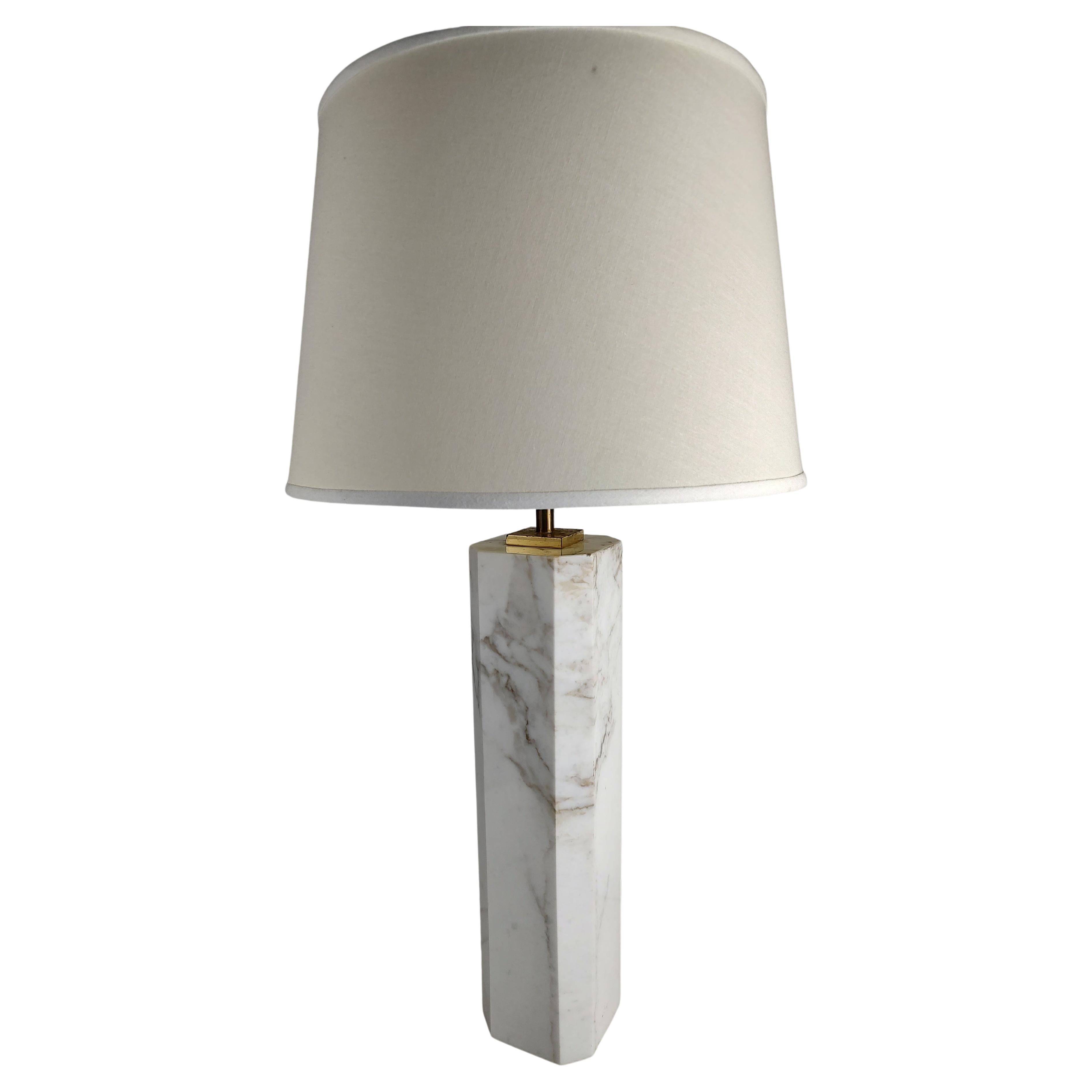 Mid-Century Modern Sculptural Octagonal Marble Table Lamp T H Robsjohn Gibbings For Sale