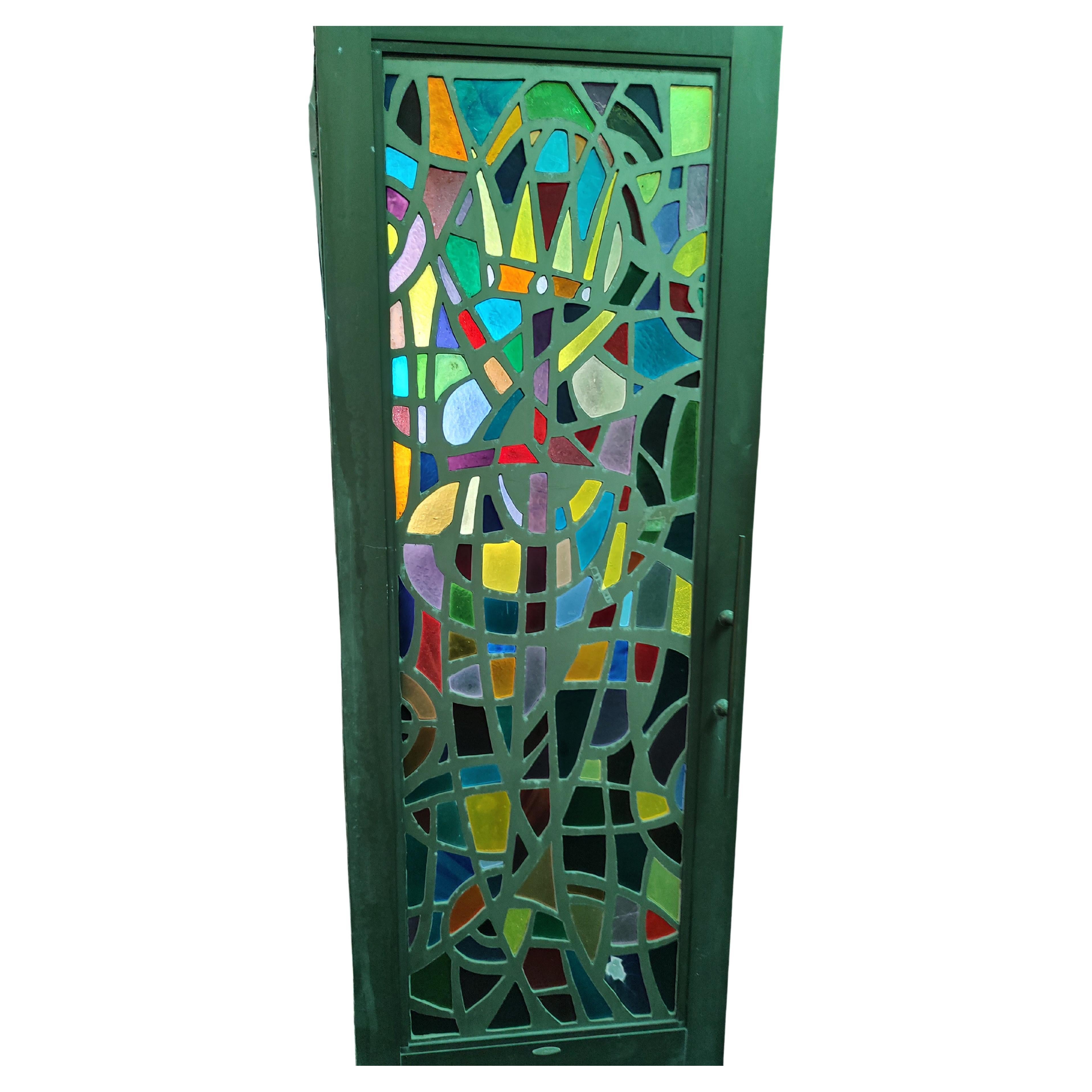 Hand-Crafted 10 Mid Century Modern Architectural Abstract Stained Glass Paneled Doors C1965 For Sale