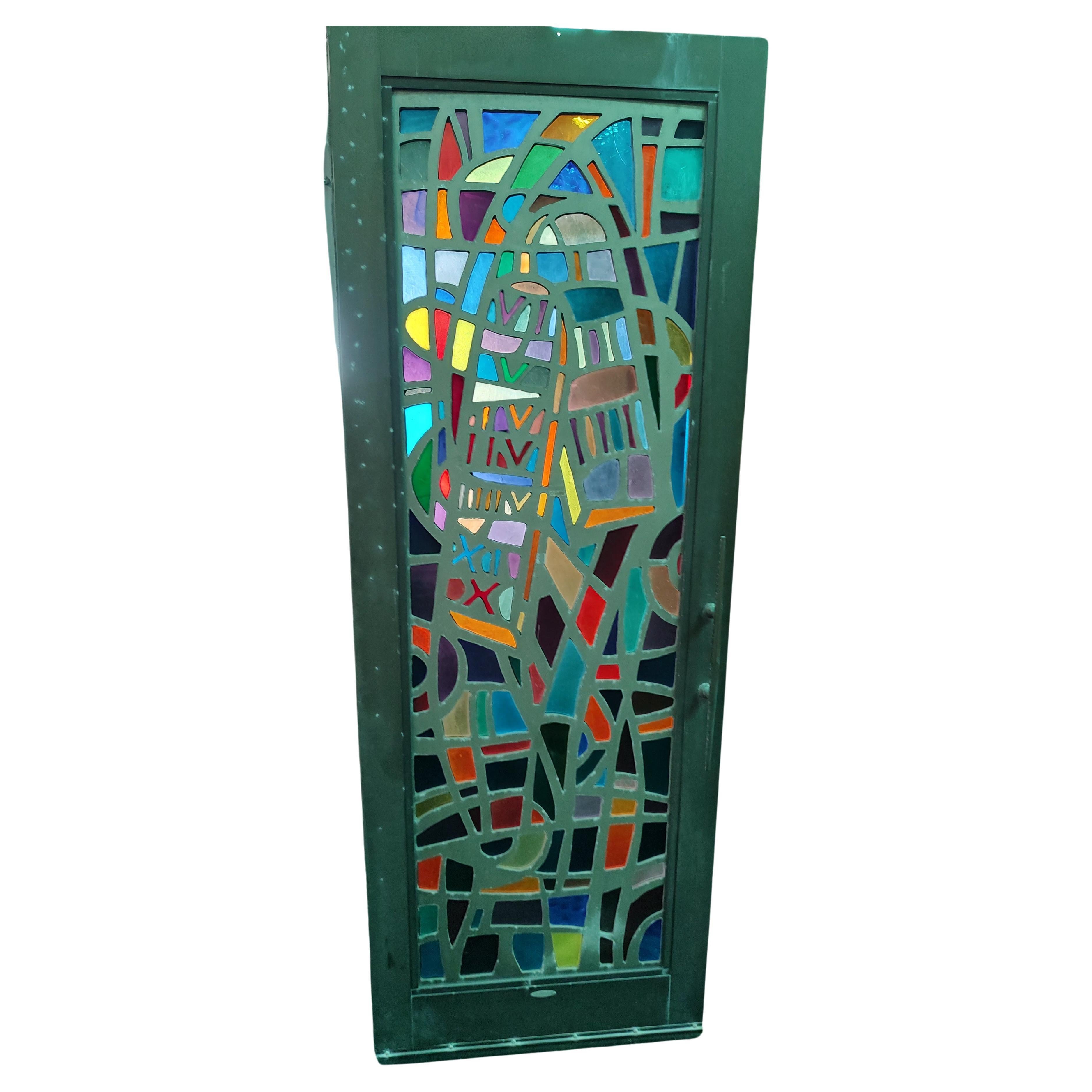 American 10 Mid Century Modern Architectural Abstract Stained Glass Paneled Doors C1965 For Sale