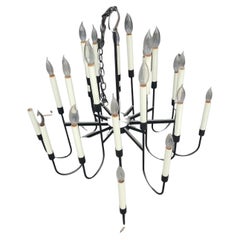 Mid-Century Modern Sculptural Black Iron Chandelier by Lightolier