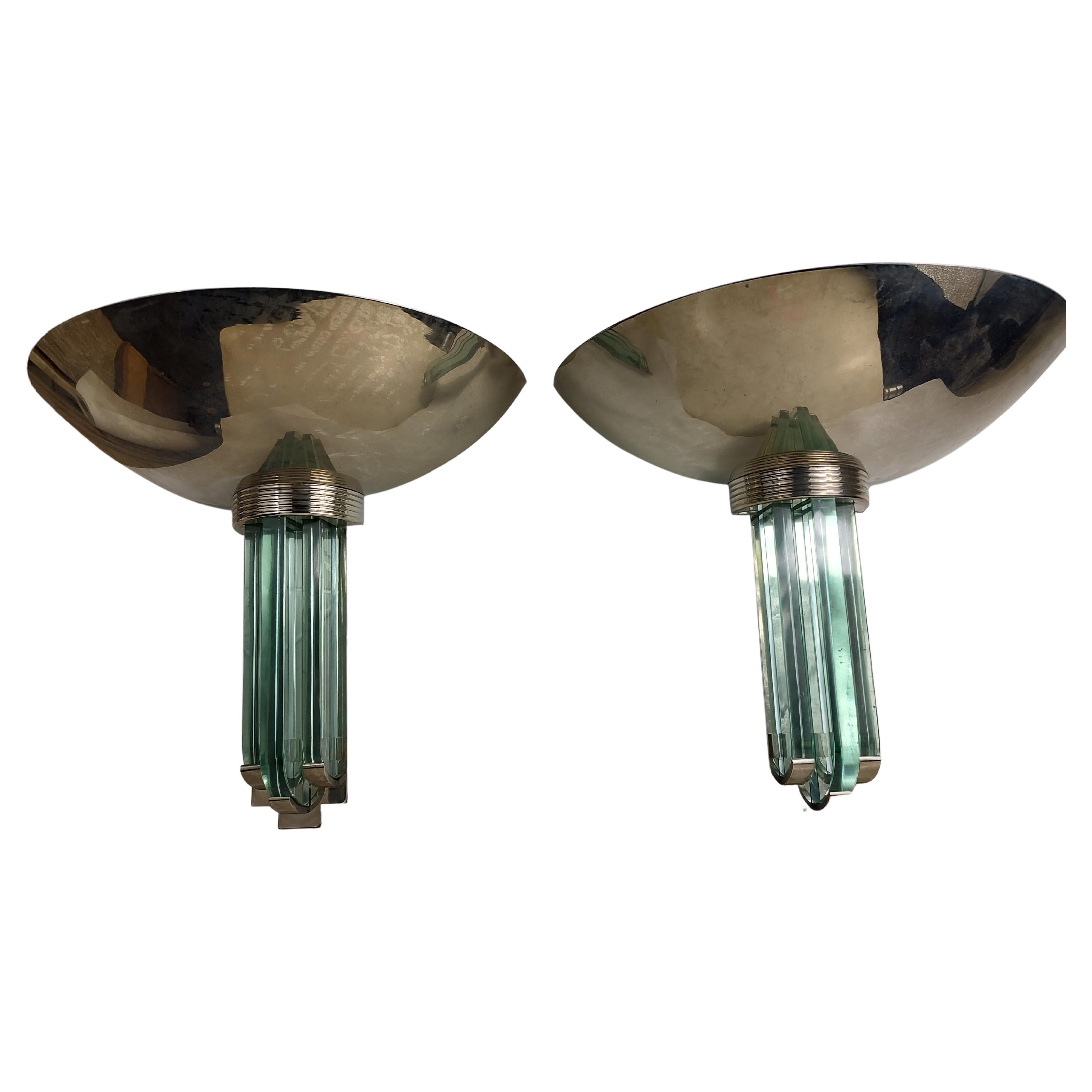 Mid-Century Modern Sculptural Art Deco Styled Wall Sconces For Sale