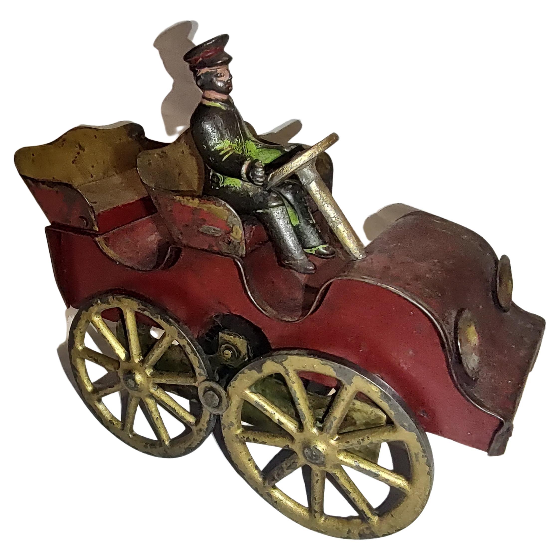 Tin & Wood Open Touring Hill Climber Toy Car by Clark, circa 1903 For Sale