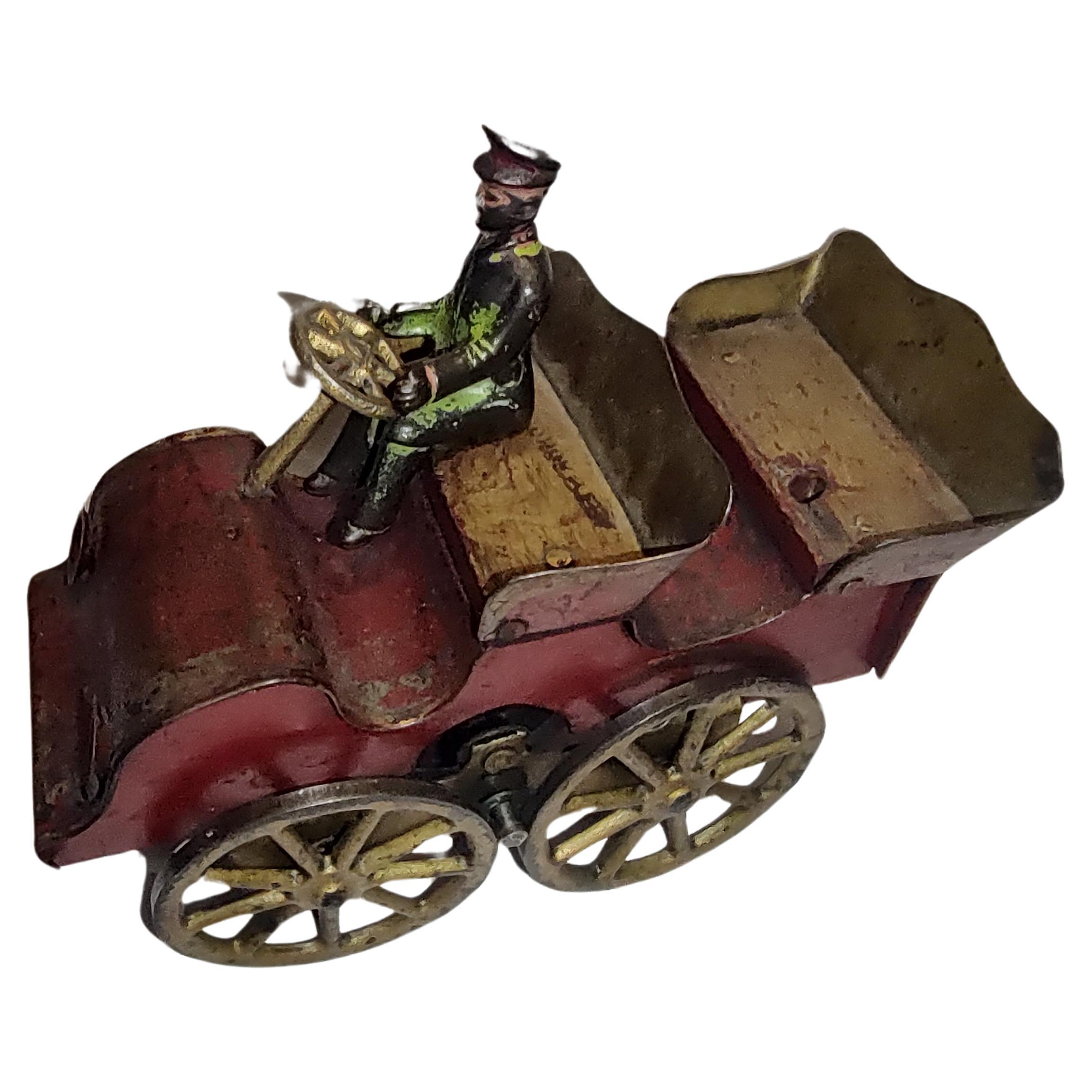 Tin & Wood Open Touring Hill Climber Toy Car by Clark, circa 1903 In Good Condition For Sale In Port Jervis, NY