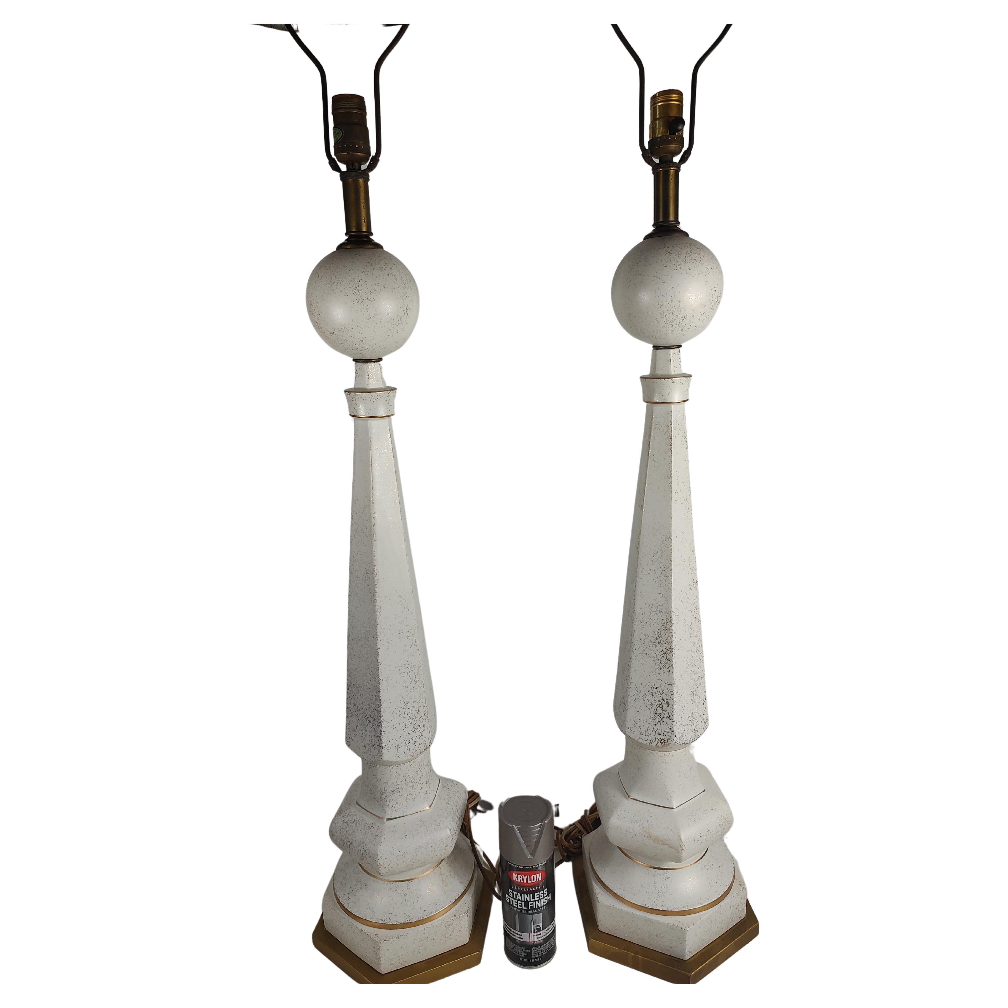 Mid-20th Century Mid-Century Modern Pair of Very Large Table Lamps Obelisk with Ball For Sale