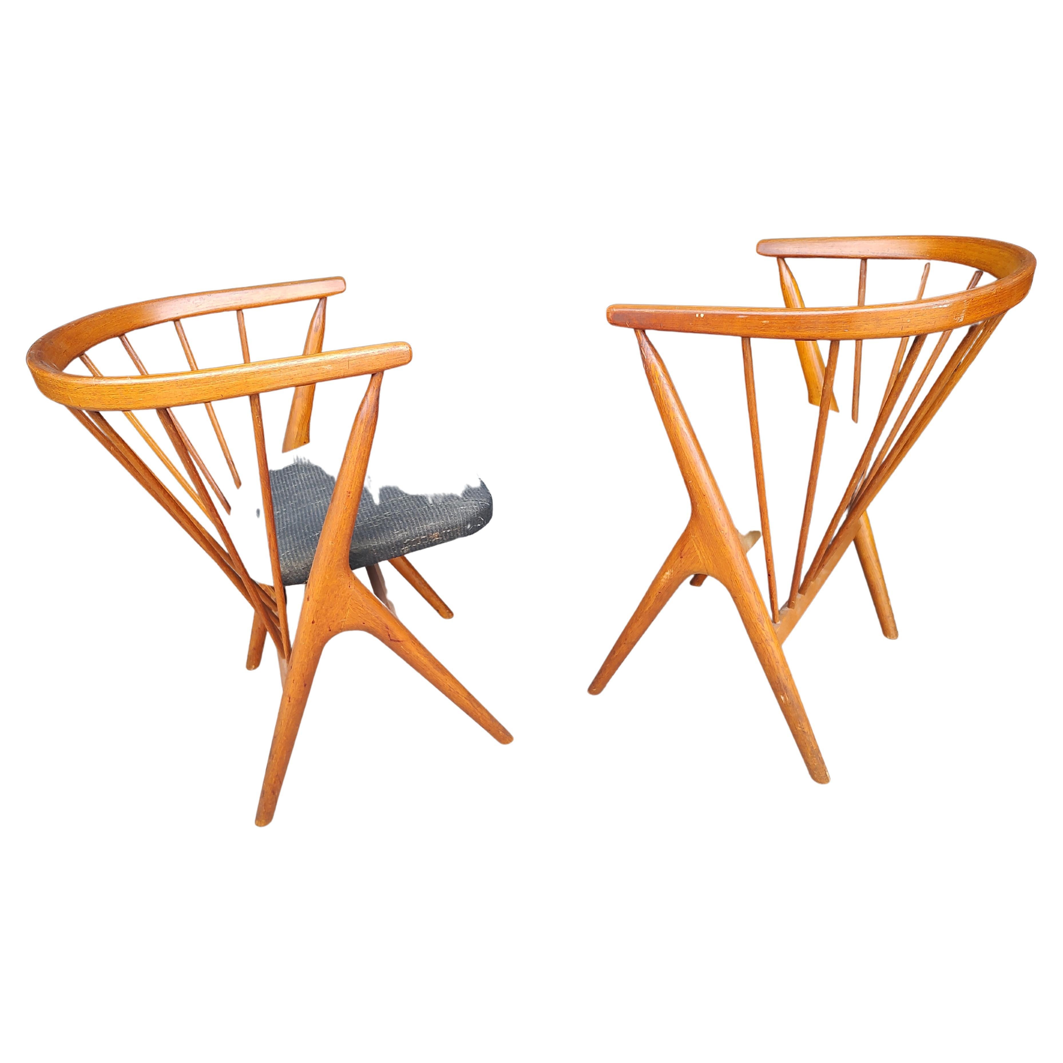 Danish Mid-Century Modern Sculptural Teak Set of 6 Dining Chairs #8 by Helge Sibast For Sale