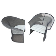 Vintage Pair of Russell Woodard Sculptural Lounge Chairs in a Rare Form, circa 1960