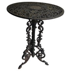 Vintage Late Victorian Ornate Cast Iron Garden Side End Table Plant Stand