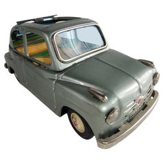 Retro Midcentury Friction Tin Litho Soft Top Toy Car Fiat 600 by Bandai Japan