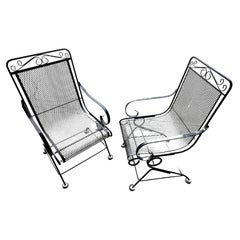 Vintage Pair of Mid-Century Modern Garden Spring Mesh Lounge Chairs by Russell Woodard