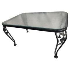 Used Mid-Century Modern Iron with Textured Glass Outdoor Cocktail Table