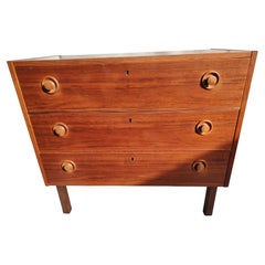 Mid-Century Modern Swedish Petite 3 Drawer Teak Dresser, circa 1970