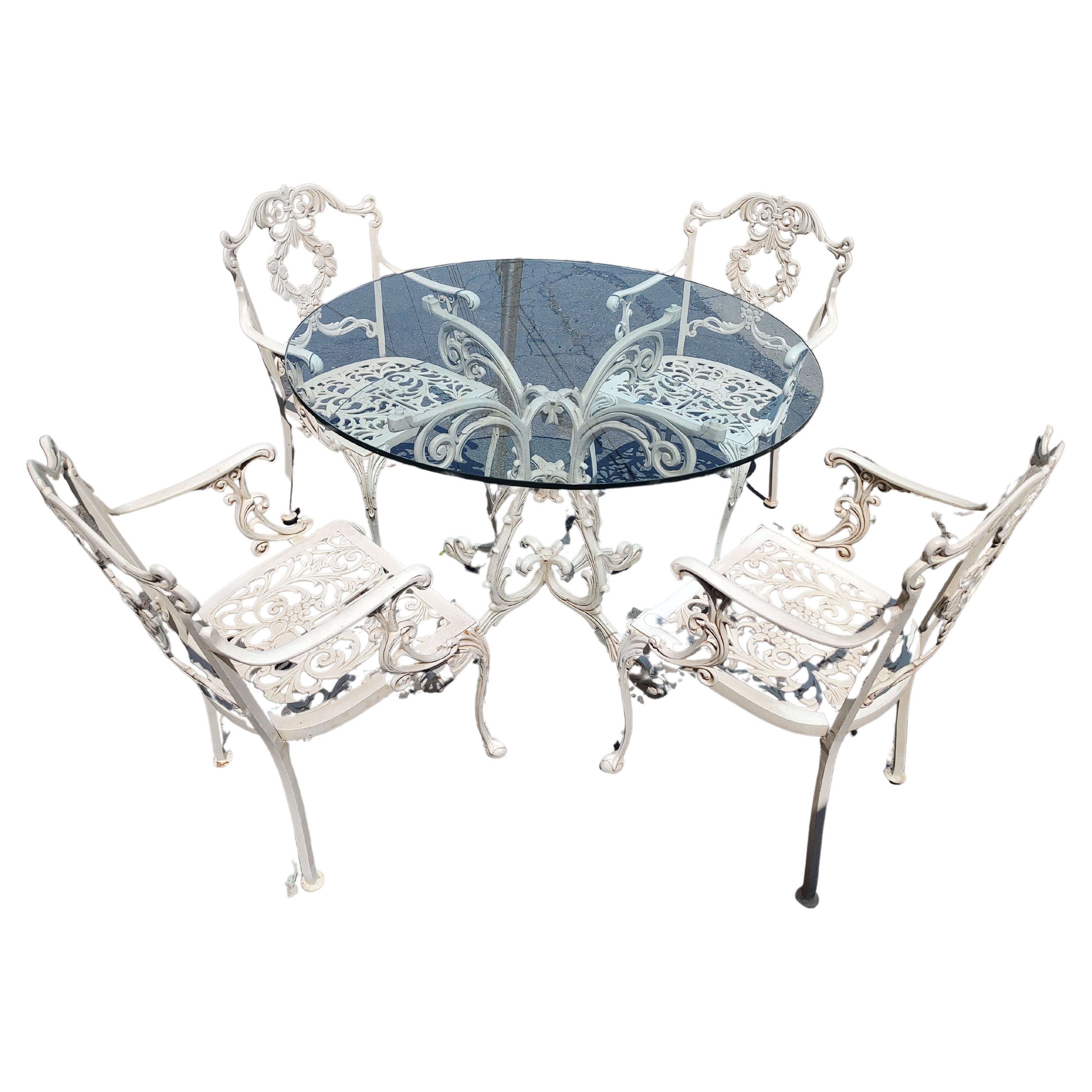 Mesa y 4 Sillas de Comedor Molla de Aluminio Fundido para Interior y Exterior 6 Piezas