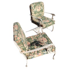 Pair of Molla Garden Lounge Chairs Cast Aluminum with Embossed Pattern Cushions