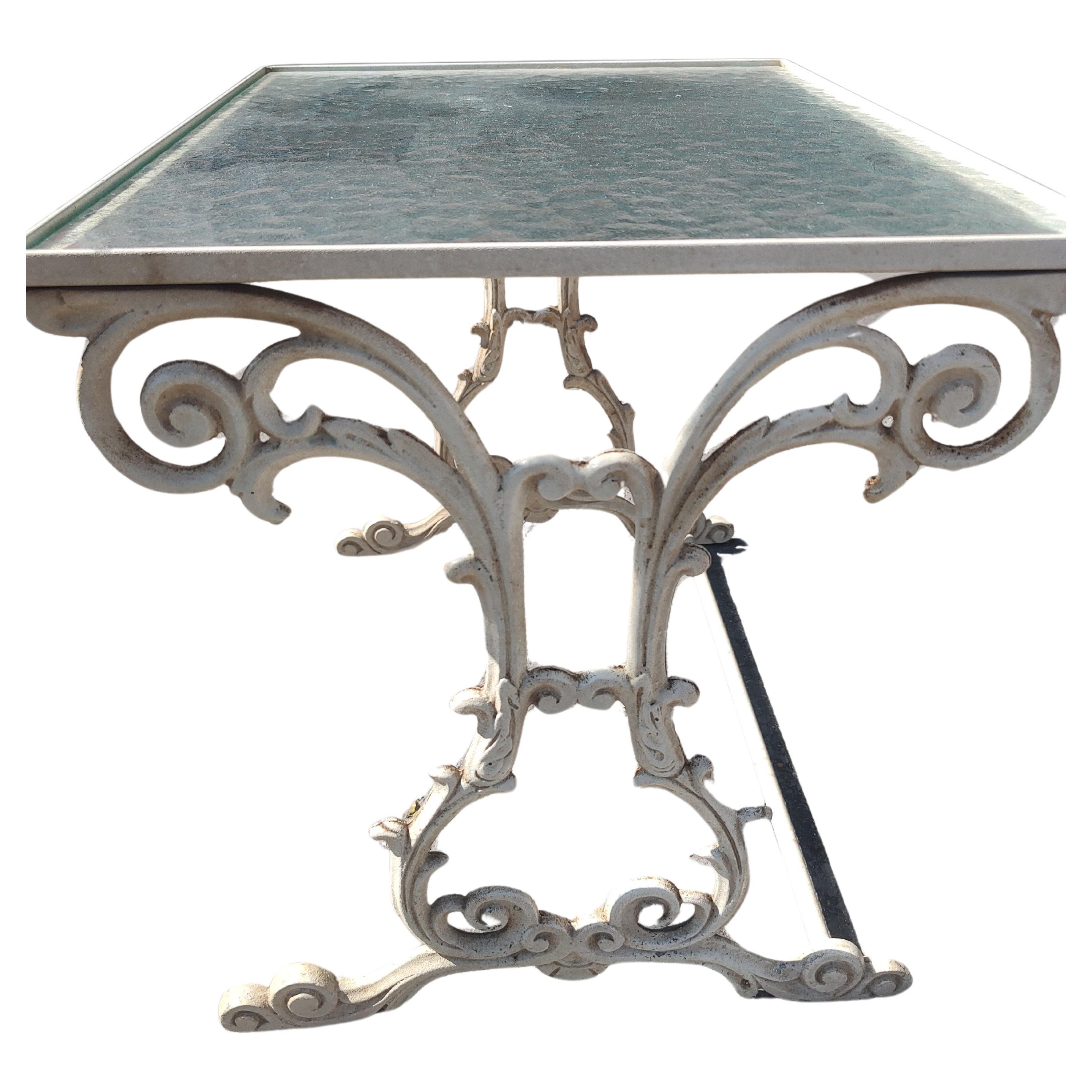 Italian Pair of Cast Aluminum Stacking Tables with Obscure Glass by Molla of Italy For Sale