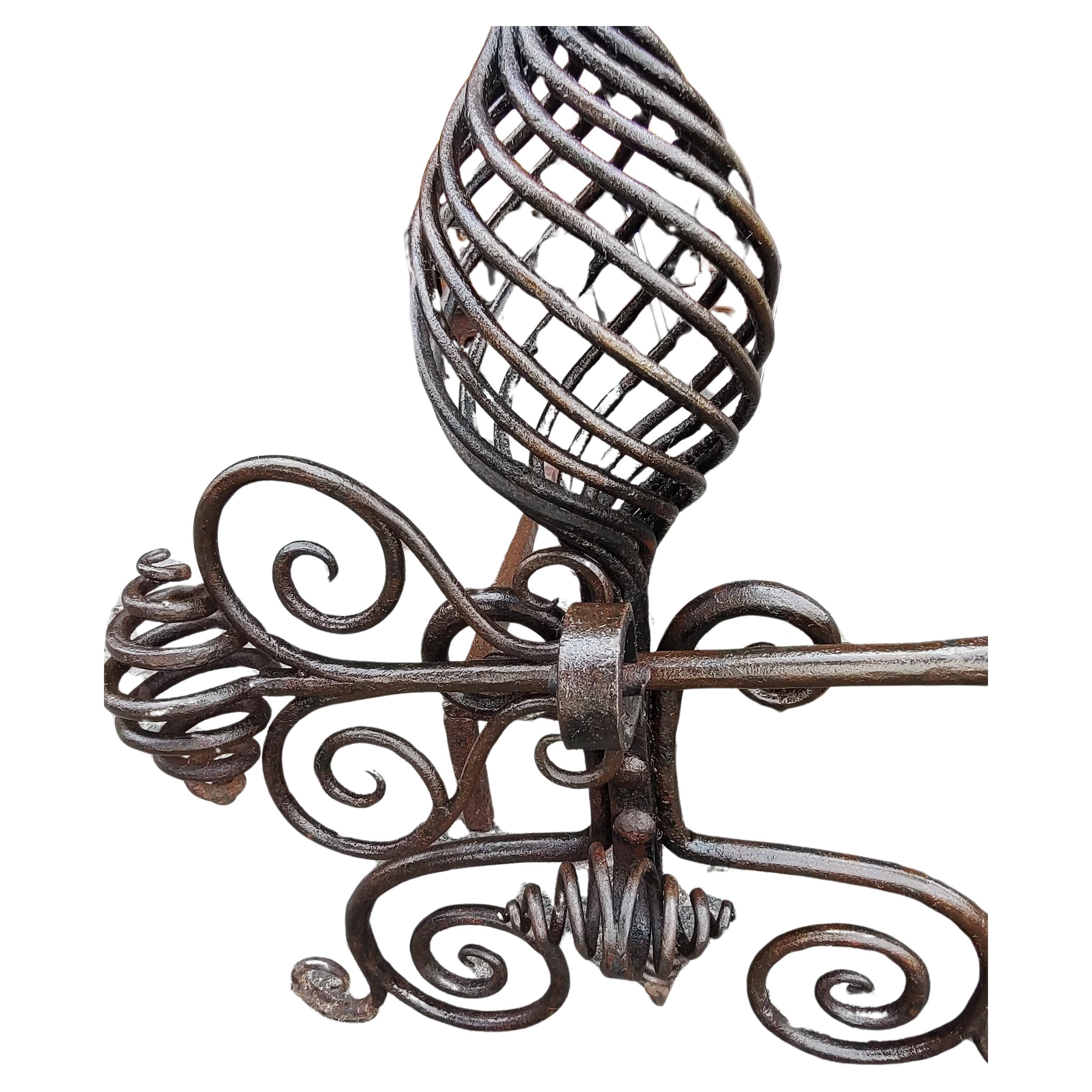 Large Hand Wrought Iron with Twists and Open Spirals style of Samuel Yellin In Good Condition For Sale In Port Jervis, NY