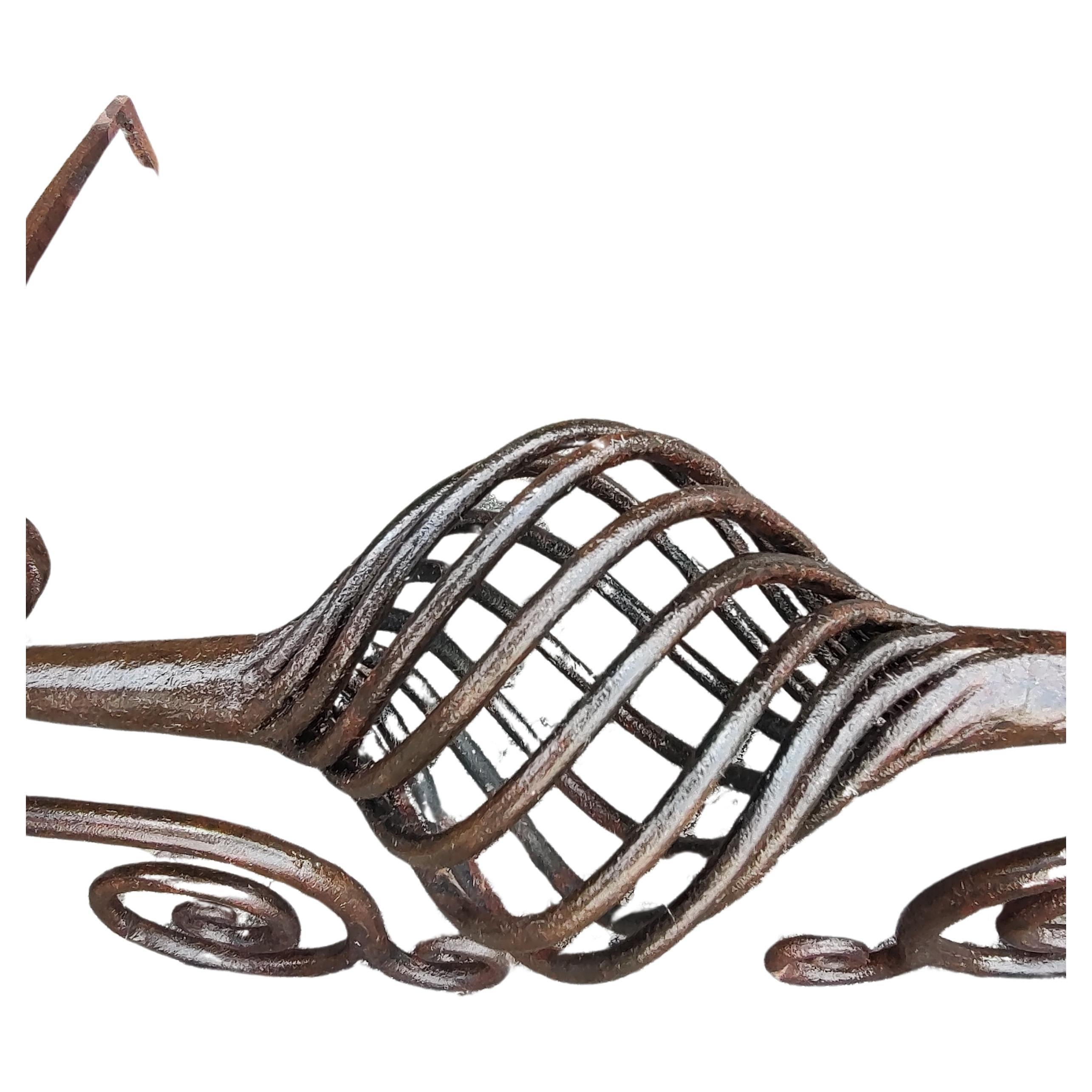 Adirondack Large Hand Wrought Iron with Twists and Open Spirals style of Samuel Yellin For Sale