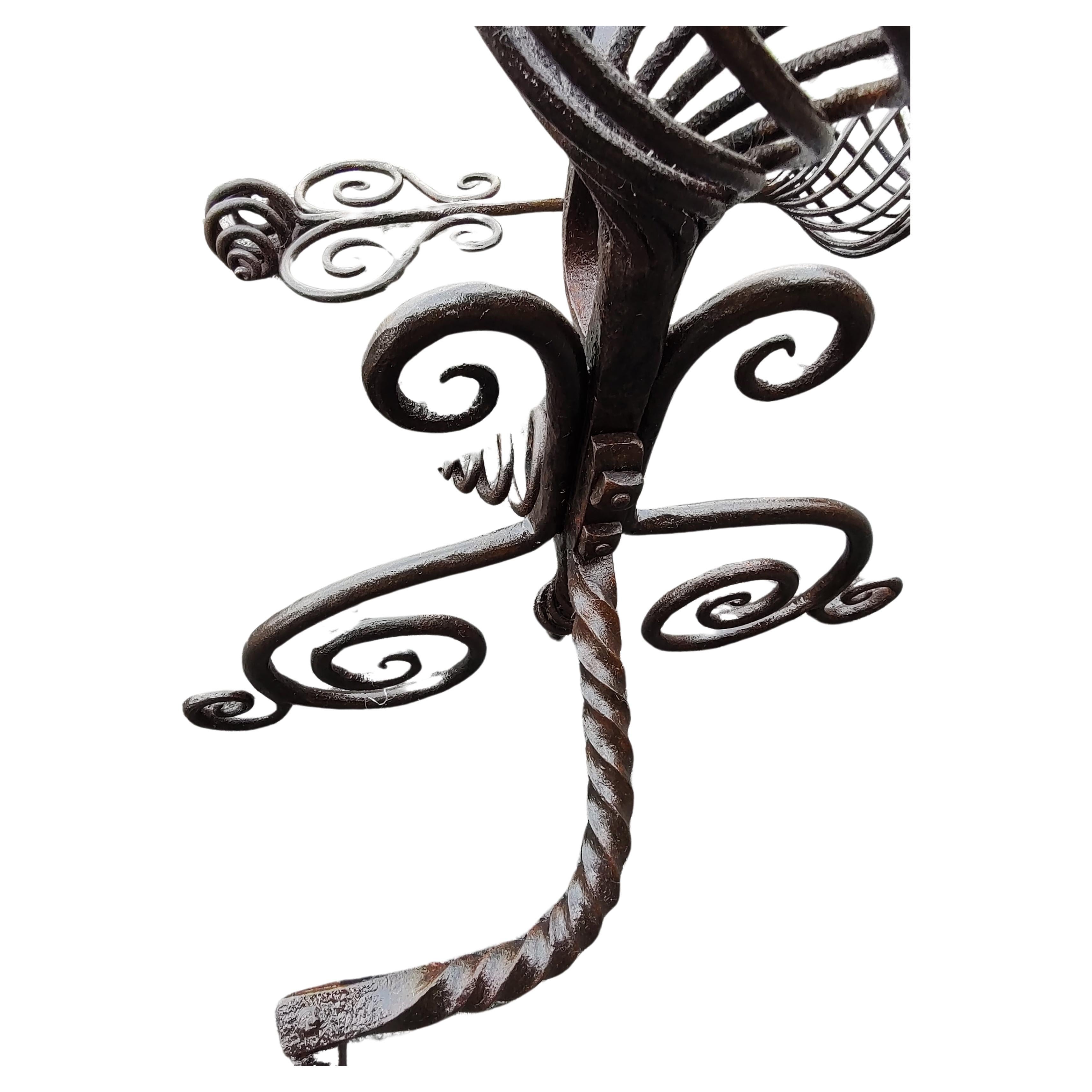 American Large Hand Wrought Iron with Twists and Open Spirals style of Samuel Yellin For Sale