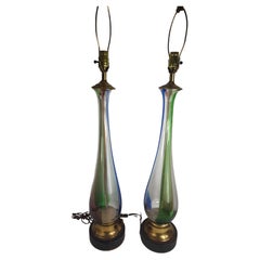 Paar moderne mundgeblasene Tischlampen aus Muranoglas von Barovier & Toso, Mid-Century Modern