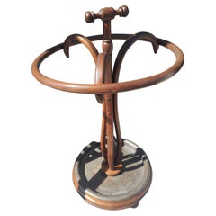Late 19th Century Thonet Bentwood Oak Umbrella Stand with Original Lead Tray