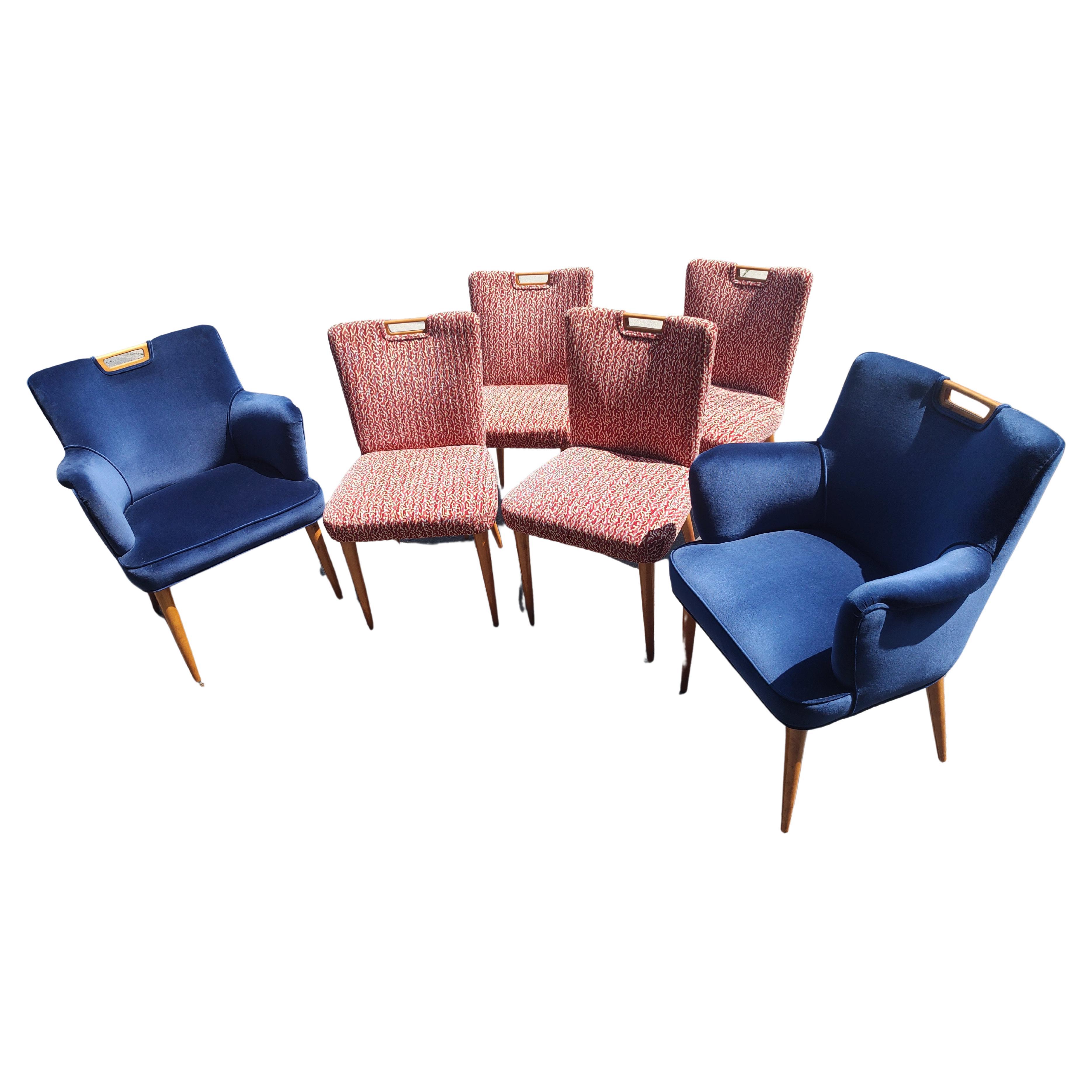 The Moderns Set 6 Upholstered Dining Chairs Tommi Parzinger for Charak en vente