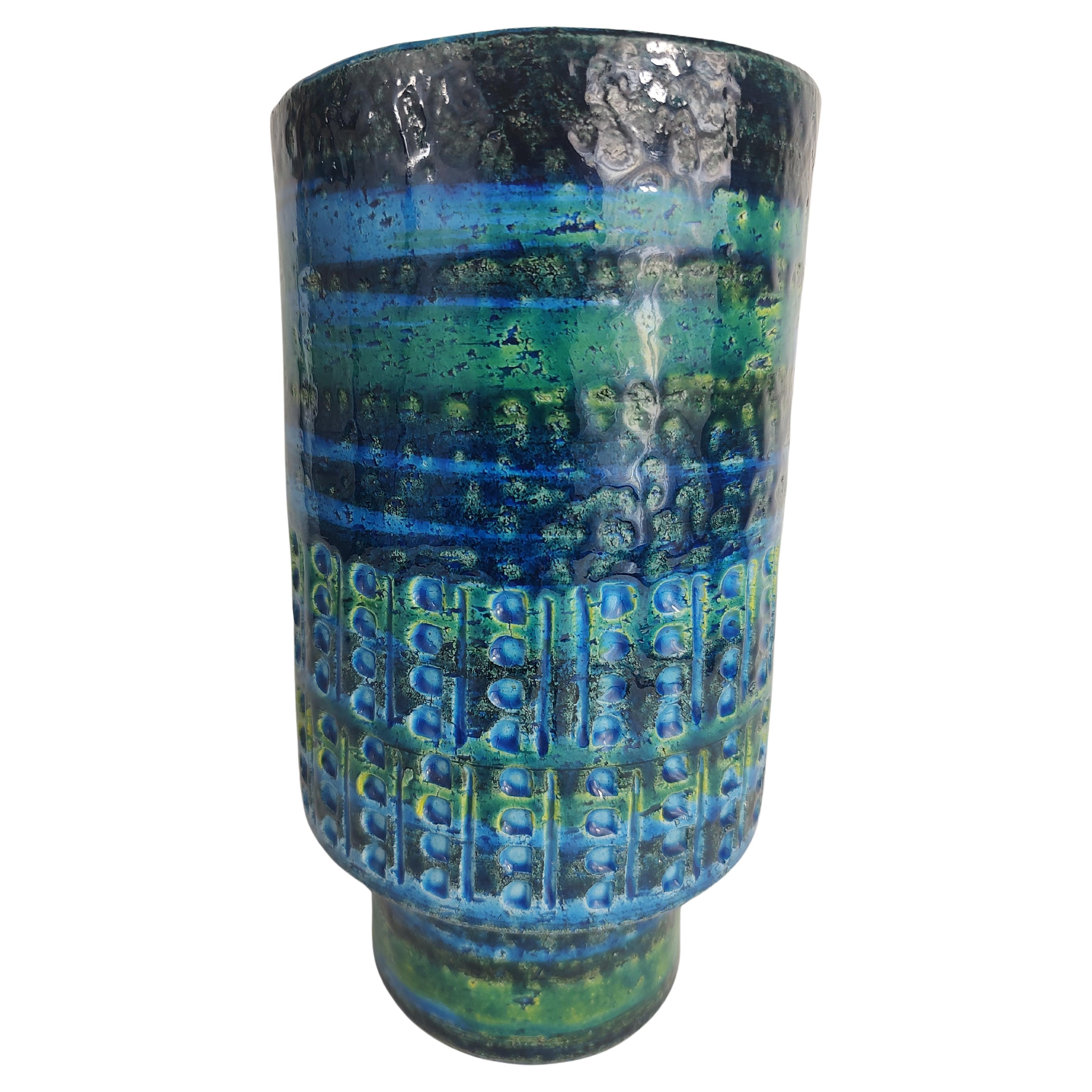 Mid-Century Modern Art Pottery Rimini Blue Vase by Aldo Londi Bitossi
