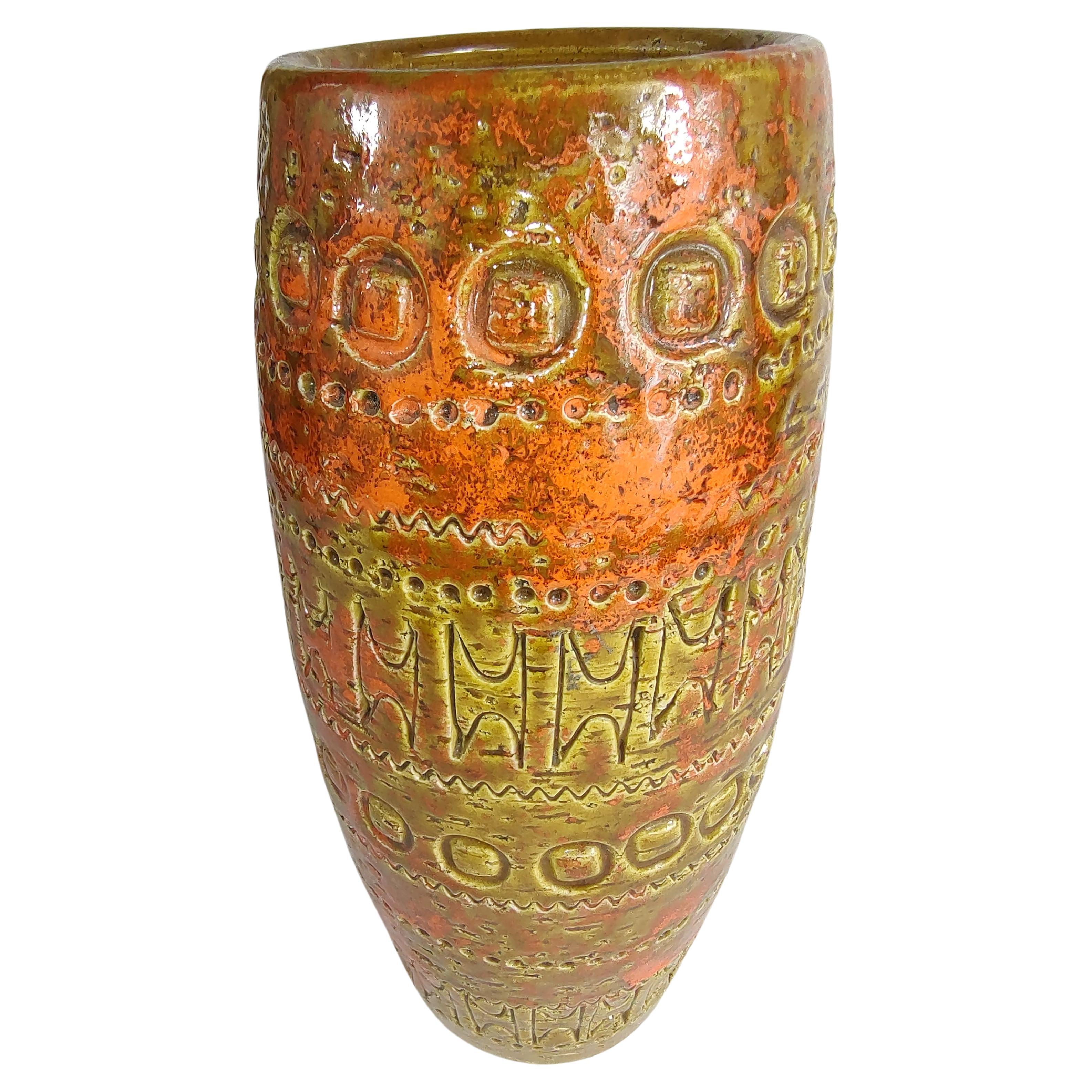Mid-Century Modern Sculptural Vase by Bitossi & Aldo Londi For Sale