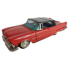 Retro Midcentury Tin Litho Toy Car by Bandai Japan 1959 Chrysler Imperial in Red Black