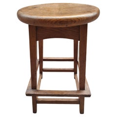 Used Arts & Crafts Mission Style Oak Drafting Table Stool, circa 1925